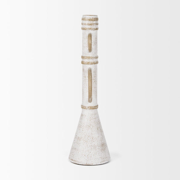 Mercana Ziva Distressed Metal Sculptural Object – Modern Accent for Minimalist and Vintage Home Decor White | Tall 70535