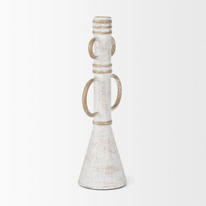 Mercana Ziva Distressed Metal Sculptural Object – Modern Accent for Minimalist and Vintage Home Decor White | Tall 70535