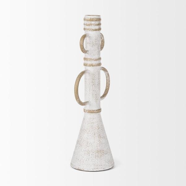 Mercana Ziva Distressed Metal Sculptural Object – Modern Accent for Minimalist and Vintage Home Decor White | Tall 70535