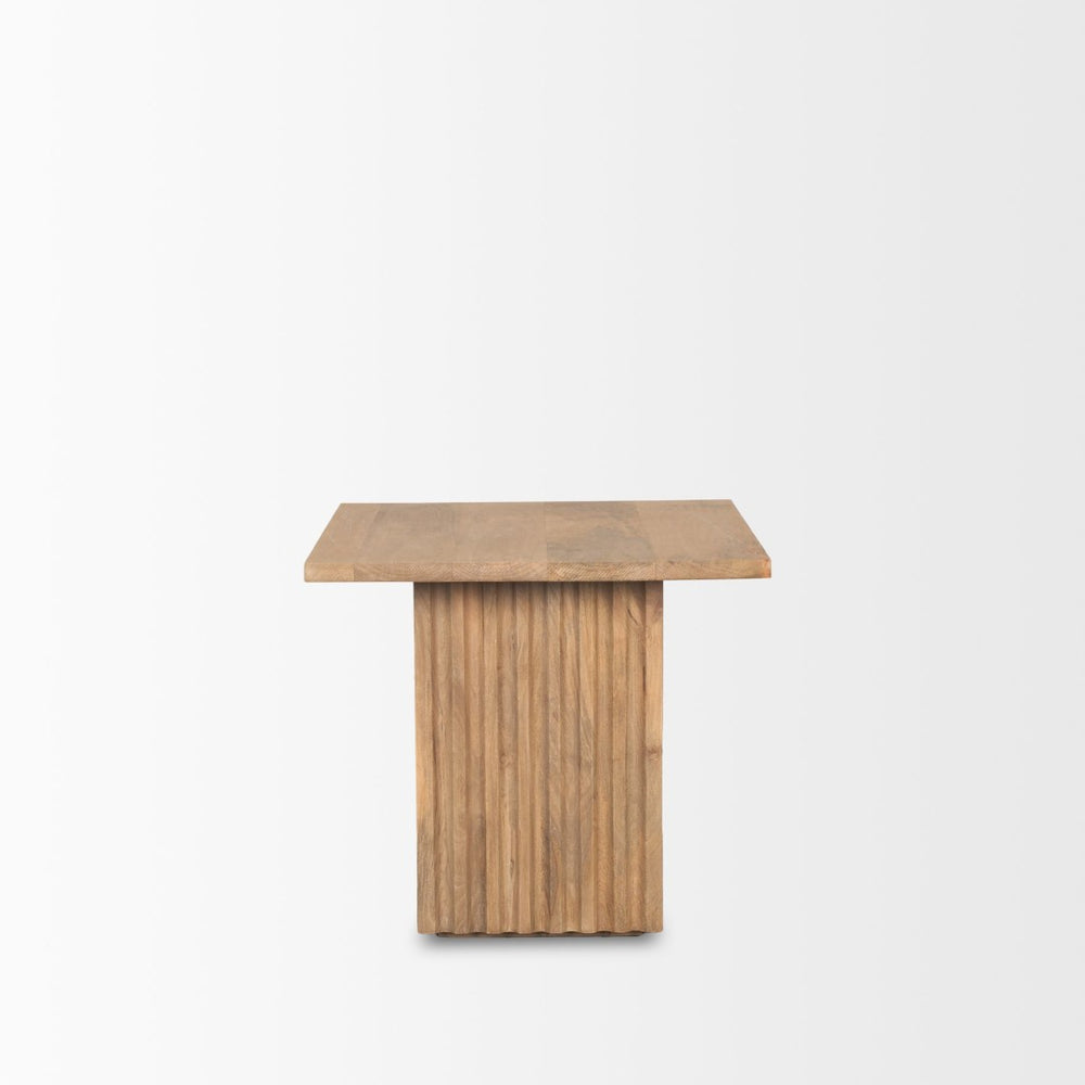 Mercana June Square Side Table with Fluted Base – Contemporary Mango Wood Accent for Modern Interiors 70631