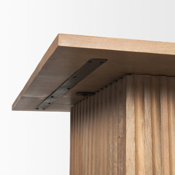 Mercana June Square Coffee Table with Fluted Base - Elegant Mango Wood Design for Modern Living Rooms 70632-AB