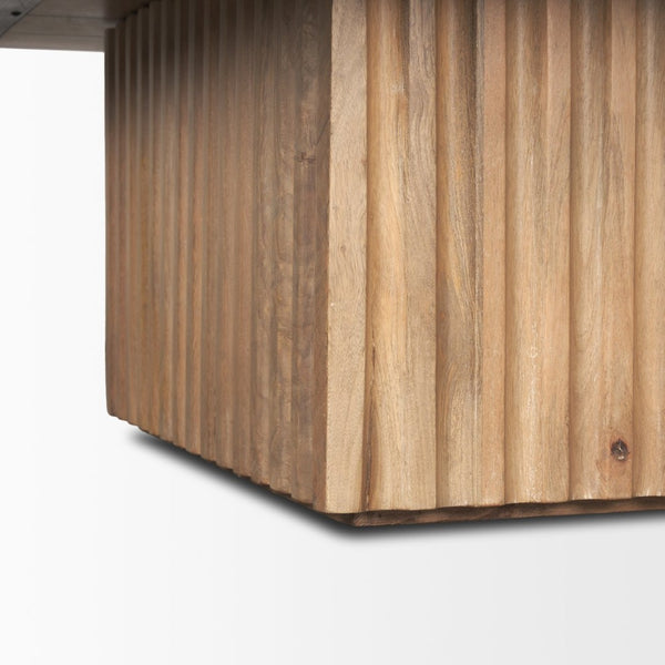 Mercana June Square Coffee Table with Fluted Base - Elegant Mango Wood Design for Modern Living Rooms 70632-AB