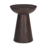 Novell Dark Brown Wood Pedestal Accent Table