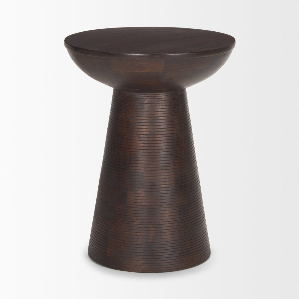 Mercana Novell Wood Pedestal Accent Table - Stylish Mango Wood Design for Versatile Home Decor Use 70510
