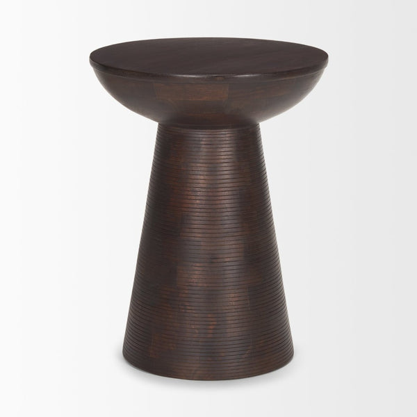Mercana Novell Wood Pedestal Accent Table - Stylish Mango Wood Design for Versatile Home Decor Use 70510