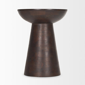 Mercana Novell Wood Pedestal Accent Table - Stylish Mango Wood Design for Versatile Home Decor Use 70510