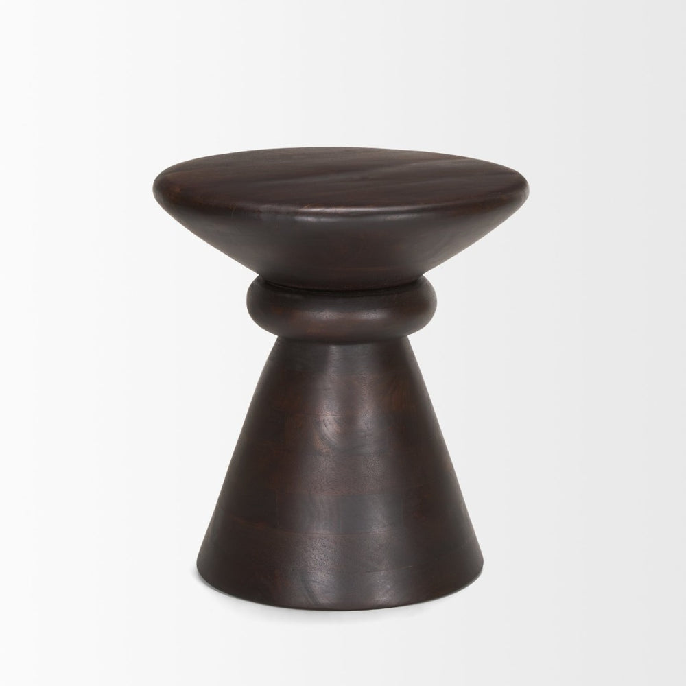 Mercana Palmera Solid Mango Wood Pedestal Accent Table with Timeless Design for Versatile Home Decor Use 70511