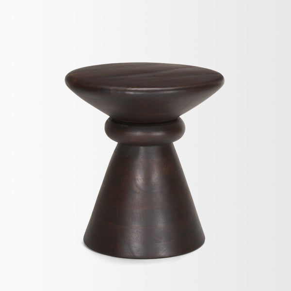 Mercana Palmera Solid Mango Wood Pedestal Accent Table with Timeless Design for Versatile Home Decor Use 70511