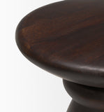 Mercana Palmera Dark Brown Wood Pedestal Accent Table 70511