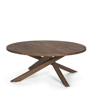Mercana Solana Handcrafted Solid Mango Wood Coffee Table with Unique Sunray Legs for Stylish Living Spaces Medium Brown 70624