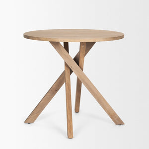 Mercana Solana Solid Wood Foyer Table with Sunray Design - Stylish Entryway Accent for Modern Interiors Light Brown 70626