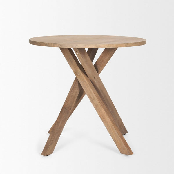 Mercana Solana Solid Wood Foyer Table with Sunray Design - Stylish Entryway Accent for Modern Interiors Light Brown 70626