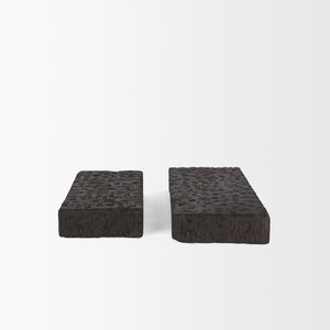 Mercana Shira Reclaimed Wooden Riser Set of 2 - Hand-Carved Rustic Display Stands for Home Decor Essentials 70500