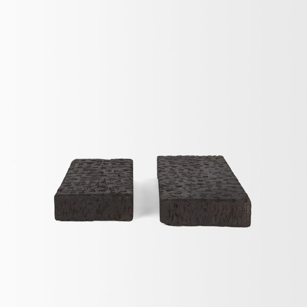 Mercana Shira Reclaimed Wooden Riser Set of 2 - Hand-Carved Rustic Display Stands for Home Decor Essentials 70500