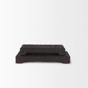 Mercana Shira Reclaimed Wooden Riser Set of 2 - Hand-Carved Rustic Display Stands for Home Decor Essentials 70500