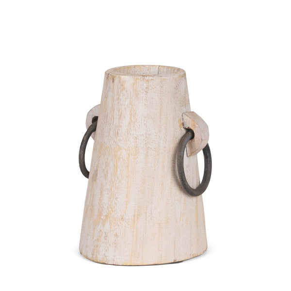 Mercana Monique Rustic Light Brown Wood Pot with Handles - Perfect for Plants, Decor, and Organizing Spaces White Wash | Small 70513