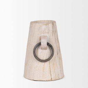 Mercana Monique Rustic Light Brown Wood Pot with Handles - Perfect for Plants, Decor, and Organizing Spaces White Wash | Small 70513