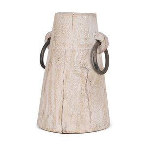 Mercana Monique Rustic Light Brown Wood Pot with Handles - Perfect for Plants, Decor, and Organizing Spaces White Wash | Large 70514