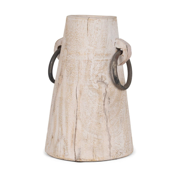 Mercana Monique Rustic Light Brown Wood Pot with Handles - Perfect for Plants, Decor, and Organizing Spaces White Wash | Large 70514