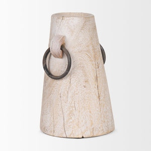 Mercana Monique Rustic Light Brown Wood Pot with Handles - Perfect for Plants, Decor, and Organizing Spaces White Wash | Large 70514