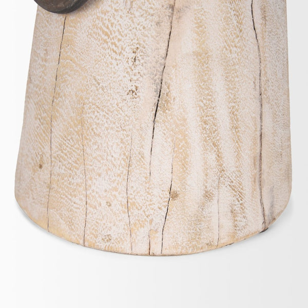 Mercana Monique Rustic Light Brown Wood Pot with Handles - Perfect for Plants, Decor, and Organizing Spaces White Wash | Large 70514