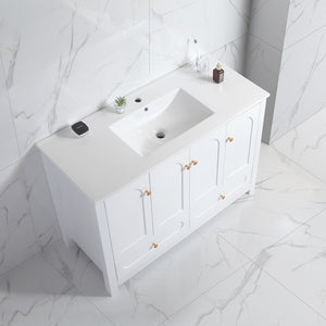 English Elm 48" Sage Bathroom Vanity with Ceramic Sink Mdf Cabinet Soft Close Doors Drawers White W3133S00002