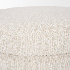 Mercana Elise Round Upholstered Storage Ottoman - Chic Seating Solution for Stylish Living Spaces, 20" High Cream Boucle 70409