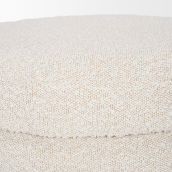 Mercana Elise Round Upholstered Storage Ottoman - Chic Seating Solution for Stylish Living Spaces, 20" High Cream Boucle 70409