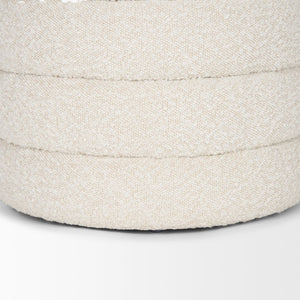 Mercana Elise Round Upholstered Storage Ottoman - Chic Seating Solution for Stylish Living Spaces, 20" High Cream Boucle 70409