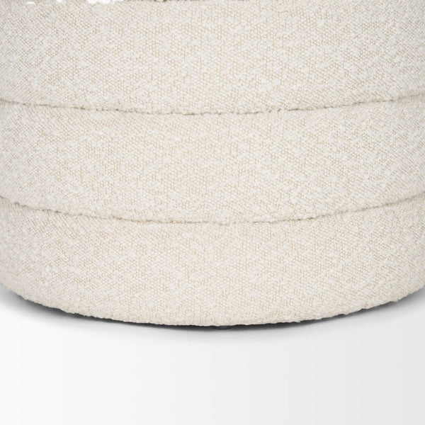 Mercana Elise Round Upholstered Storage Ottoman - Chic Seating Solution for Stylish Living Spaces, 20" High Cream Boucle 70409