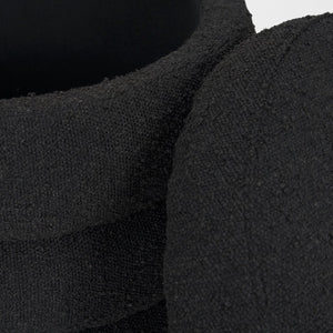 Mercana Elise Round Upholstered Storage Ottoman - Chic Seating Solution for Stylish Living Spaces, 20" High Black Boucle 70410