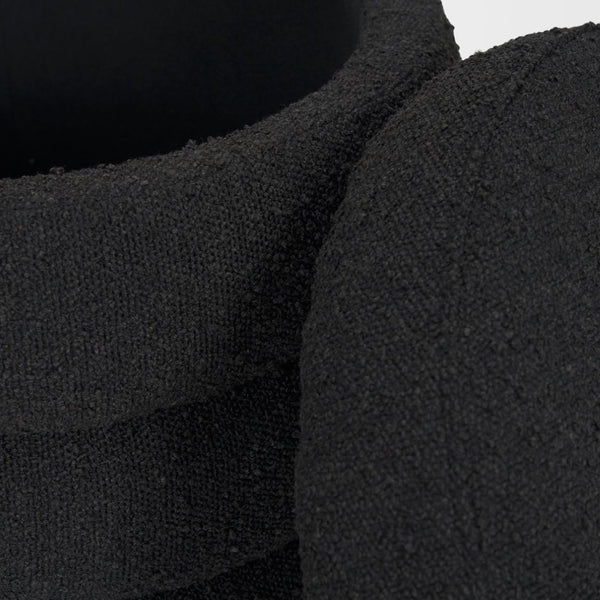 Mercana Elise Round Upholstered Storage Ottoman - Chic Seating Solution for Stylish Living Spaces, 20" High Black Boucle 70410