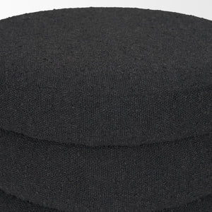 Mercana Elise Round Upholstered Storage Ottoman - Chic Seating Solution for Stylish Living Spaces, 20" High Black Boucle 70410