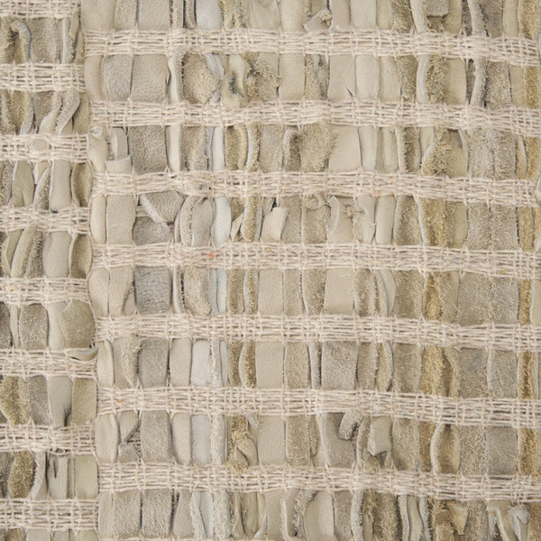 Mercana Solis II Cushioned Woven Leather Accent Bench - Elegant Solid Wood Base for Stylish Home Décor Beige Fabric | Brown Wood 68459