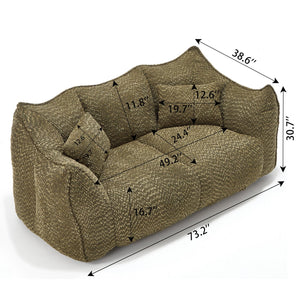 English Elm Soft Plush Foam Beanbag Chair for Two People, Square Recliner Sofa With Superfiber Comfort Embrace Olive Green W1996P252273