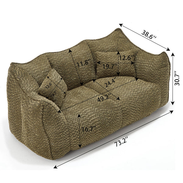 English Elm Soft Plush Foam Beanbag Chair for Two People, Square Recliner Sofa With Superfiber Comfort Embrace Olive Green W1996P252273