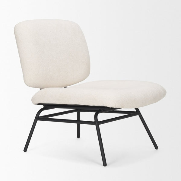 Mercana Nora Accent Chair – Timeless Mid-Century Modern Design with Soft Cushions and Stylish Metal Legs Cream | Black Metal 70684