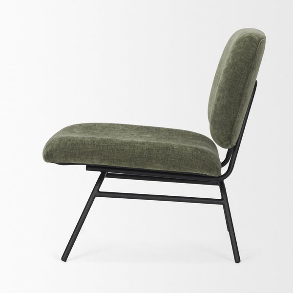 Mercana Nora Accent Chair – Timeless Mid-Century Modern Design with Soft Cushions and Stylish Metal Legs Green | Black Metal 70685