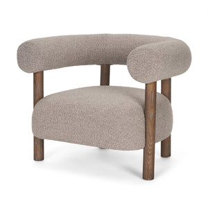 Mercana Gianna Accent Chair - Chic Open-Back Design with Luxe Upholstery for Modern Living Spaces Medium Brown | Taupe Boucle 70584