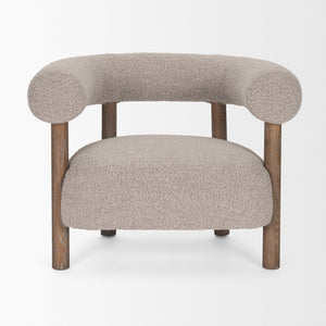 Mercana Gianna Accent Chair - Chic Open-Back Design with Luxe Upholstery for Modern Living Spaces Medium Brown | Taupe Boucle 70584