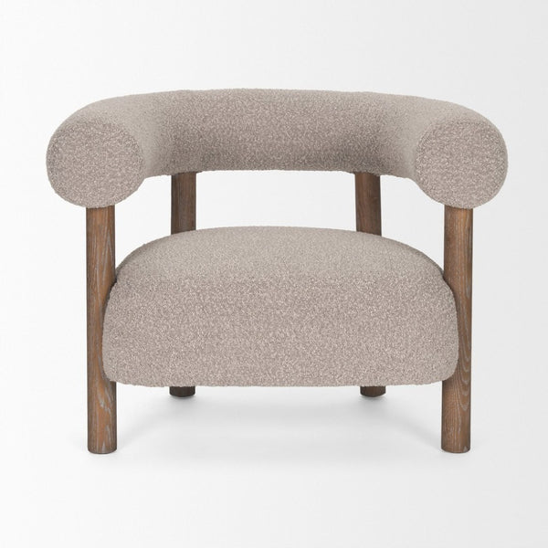 Mercana Gianna Accent Chair - Chic Open-Back Design with Luxe Upholstery for Modern Living Spaces Medium Brown | Taupe Boucle 70584