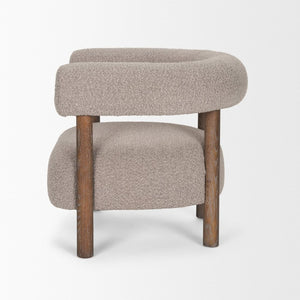 Mercana Gianna Accent Chair - Chic Open-Back Design with Luxe Upholstery for Modern Living Spaces Medium Brown | Taupe Boucle 70584