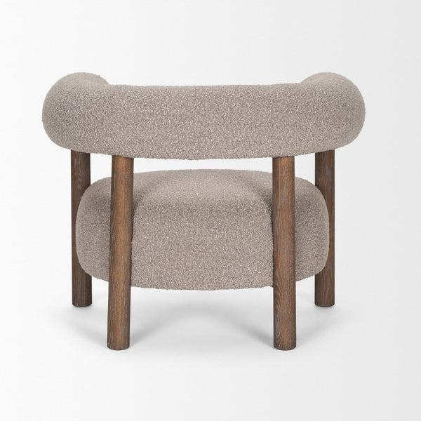 Mercana Gianna Accent Chair - Chic Open-Back Design with Luxe Upholstery for Modern Living Spaces Medium Brown | Taupe Boucle 70584