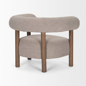 Mercana Gianna Accent Chair - Chic Open-Back Design with Luxe Upholstery for Modern Living Spaces Medium Brown | Taupe Boucle 70584