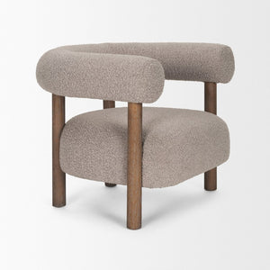 Mercana Gianna Accent Chair - Chic Open-Back Design with Luxe Upholstery for Modern Living Spaces Medium Brown | Taupe Boucle 70584