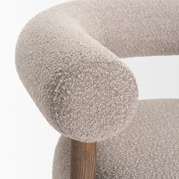 Mercana Gianna Accent Chair - Chic Open-Back Design with Luxe Upholstery for Modern Living Spaces Medium Brown | Taupe Boucle 70584