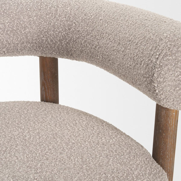 Mercana Gianna Accent Chair - Chic Open-Back Design with Luxe Upholstery for Modern Living Spaces Medium Brown | Taupe Boucle 70584