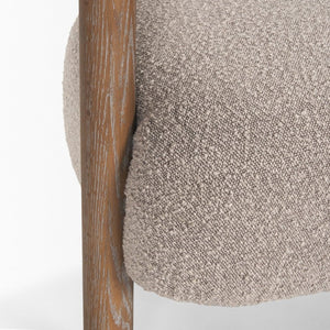 Mercana Gianna Accent Chair - Chic Open-Back Design with Luxe Upholstery for Modern Living Spaces Medium Brown | Taupe Boucle 70584