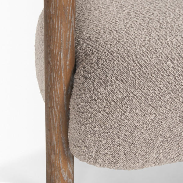 Mercana Gianna Accent Chair - Chic Open-Back Design with Luxe Upholstery for Modern Living Spaces Medium Brown | Taupe Boucle 70584