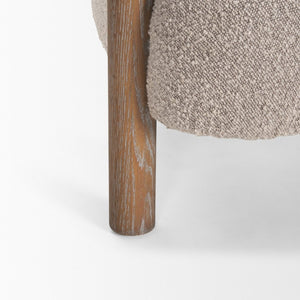 Mercana Gianna Accent Chair - Chic Open-Back Design with Luxe Upholstery for Modern Living Spaces Medium Brown | Taupe Boucle 70584